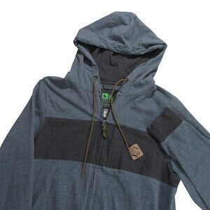 Hippy Tree Mens Hoodie Sweater L Dark Gray Full Zip Stretch Cotton Polyester